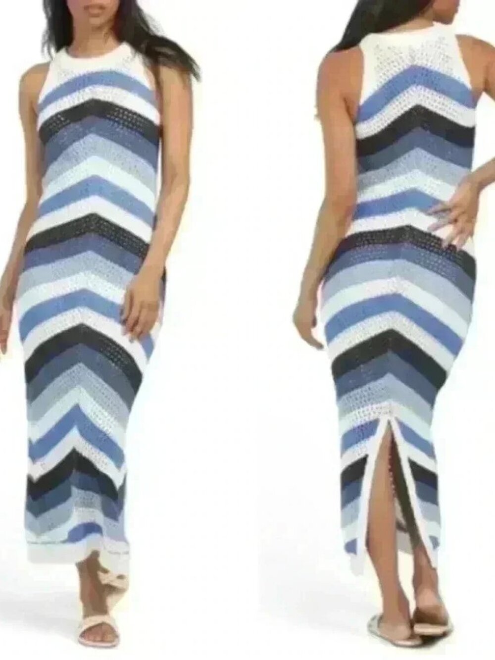 Young Fabulous & Broke Chevron Open Knit Maxi Dress Sz M